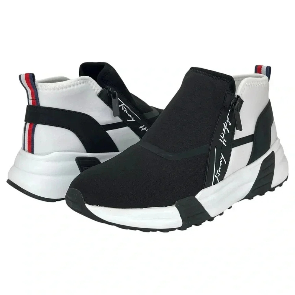 Tommy Hilfiger Morney Black Stretch Womens Fashion Sneakers Size 9M - Picture 9 of 11